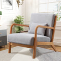 Beige Fabric Accent Armchair with Wood Frame V77770