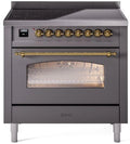 36 Induction Range with Electric Oven in Matte Graphite with Brass Trim W50254