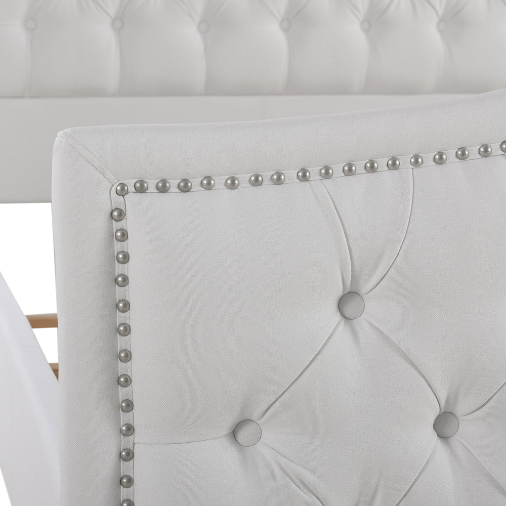 Tufted Wingback King Bed Bright White X92465