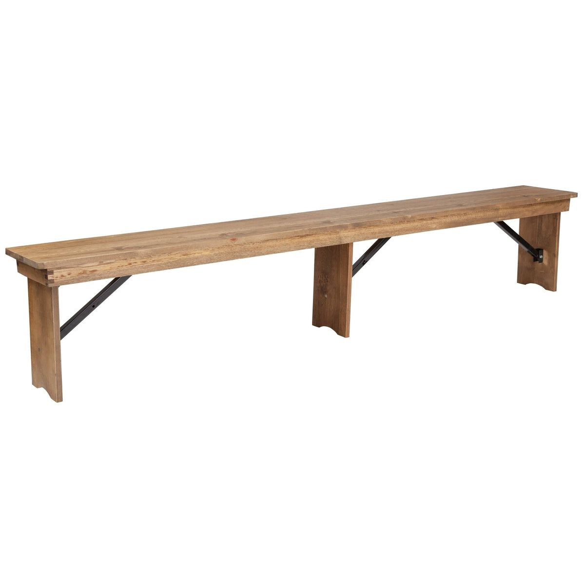 Black Solid Pine Folding Farm Bench with 3 Legs N228318