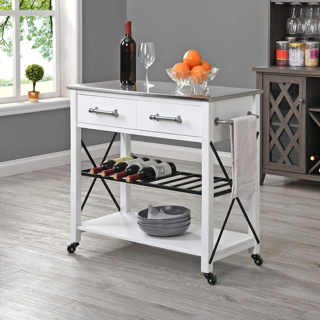 White Farmhouse Kitchen Cart P393236