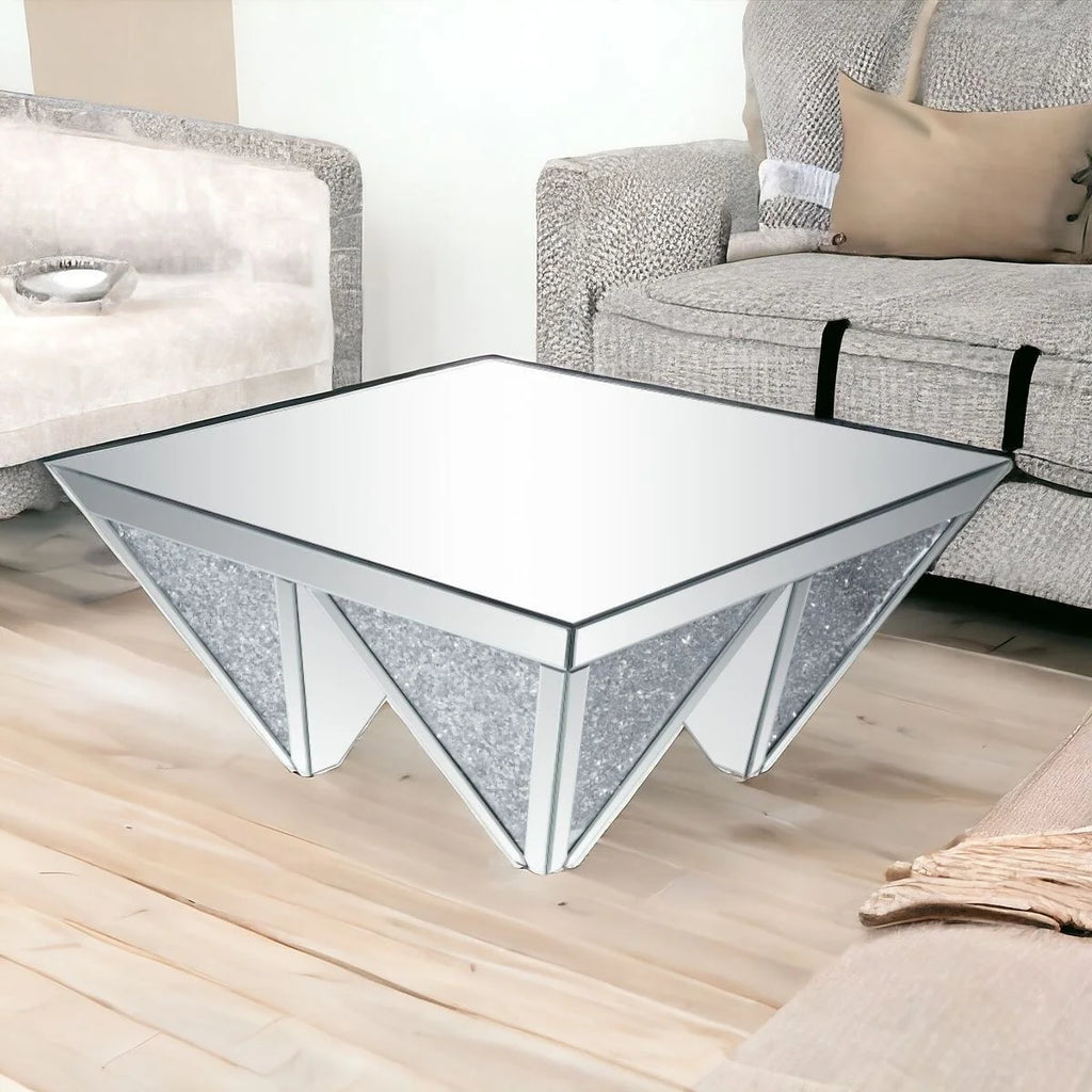 37" Mirrored Manufactured Wood Square Coffee Table S982244