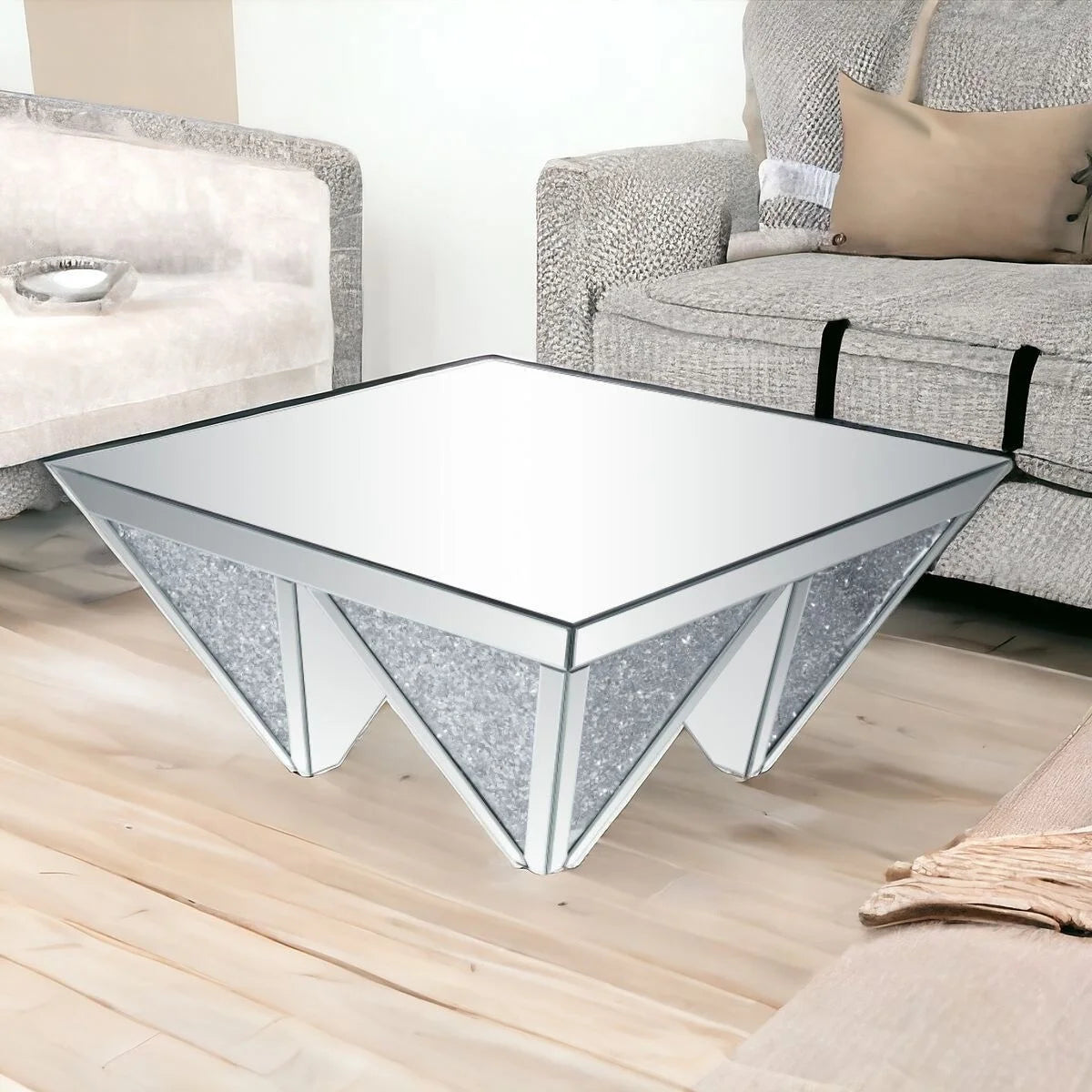 37" Mirrored Manufactured Wood Square Coffee Table S982244