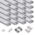20-Pack 3.3ft U Shape LED Aluminum Channel System with Milky Cover, End Caps and Mounting Clips K660