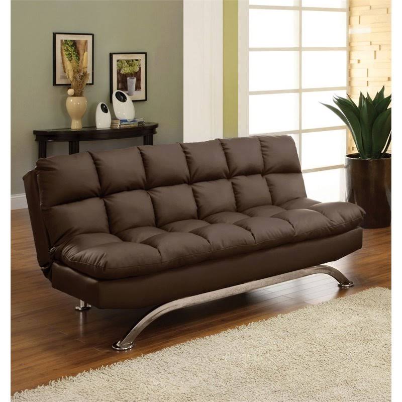 Dark Brown Faux Leather Sleeper Sofa Bed I530