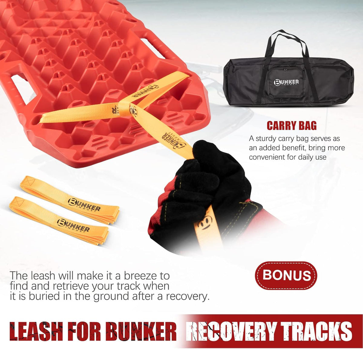 Red Off-Road Traction Boards with Jack Lift Base, 2 Pcs Recovery Track Ramp Traction Mat with Carry Bag L297