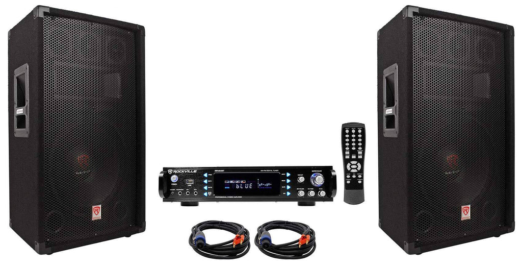 12 3-Way 1000W PA Speakers with Bluetooth Amplifier E93286