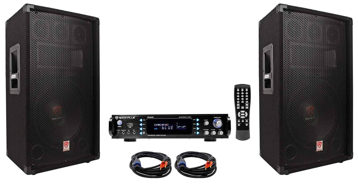 12 3-Way 1000W PA Speakers with Bluetooth Amplifier E93286