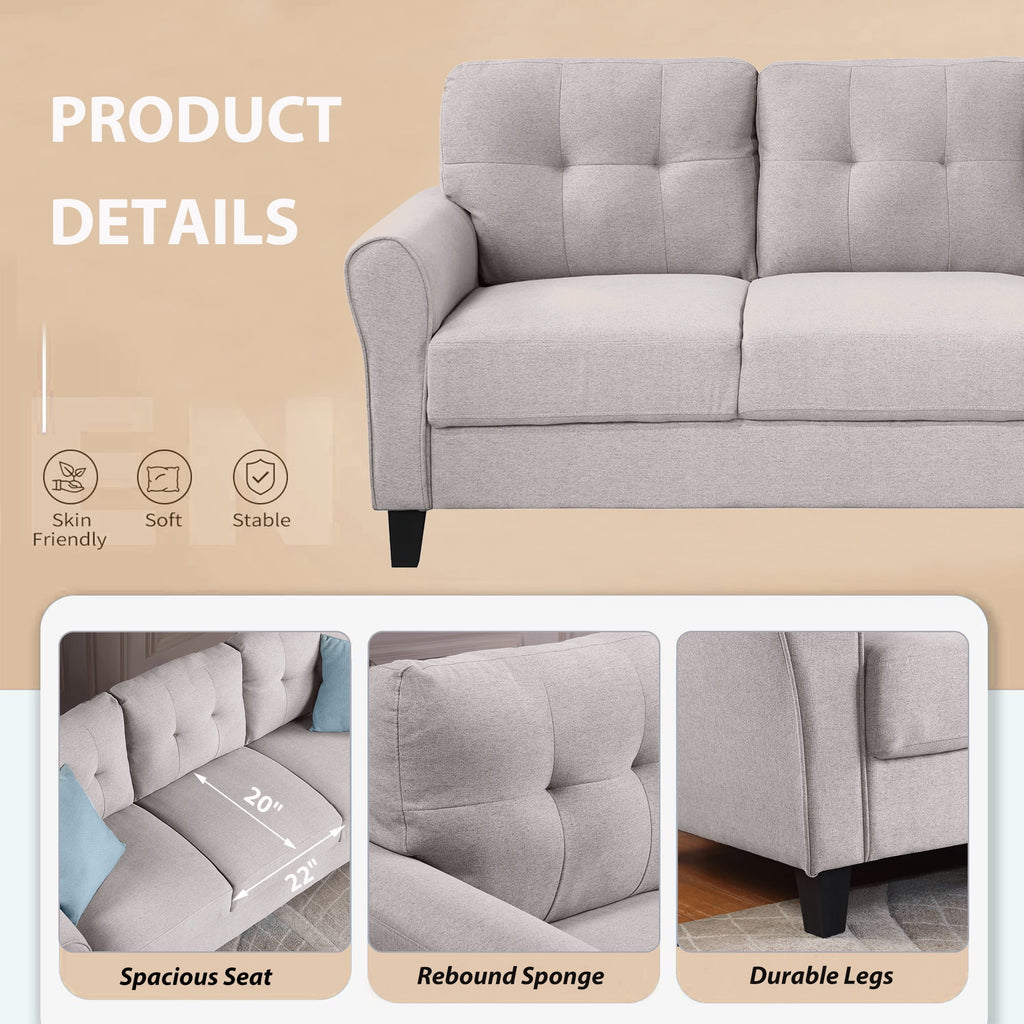 Light Grey Linen 2+3-Seat Sofa Set O953