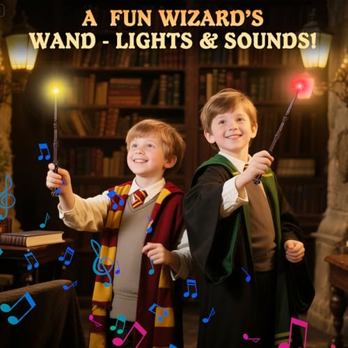 Light Up Magic Wand with Sounds & 4 Color Lights, Brown, 2PCS U605238