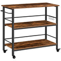 Rustic Brown and Black Kitchen Island with Storage H683