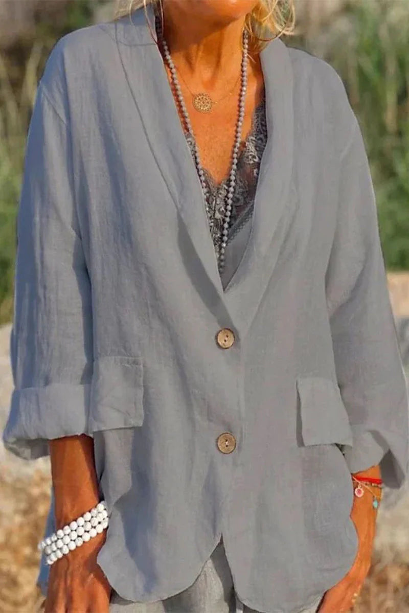 Solid Turn-back Collar Outerwear T79360