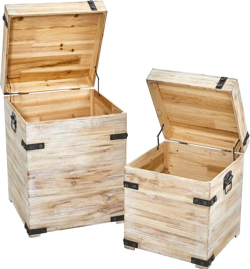 White Wash Storage Boxes/Trunks (Set of 2) L9413