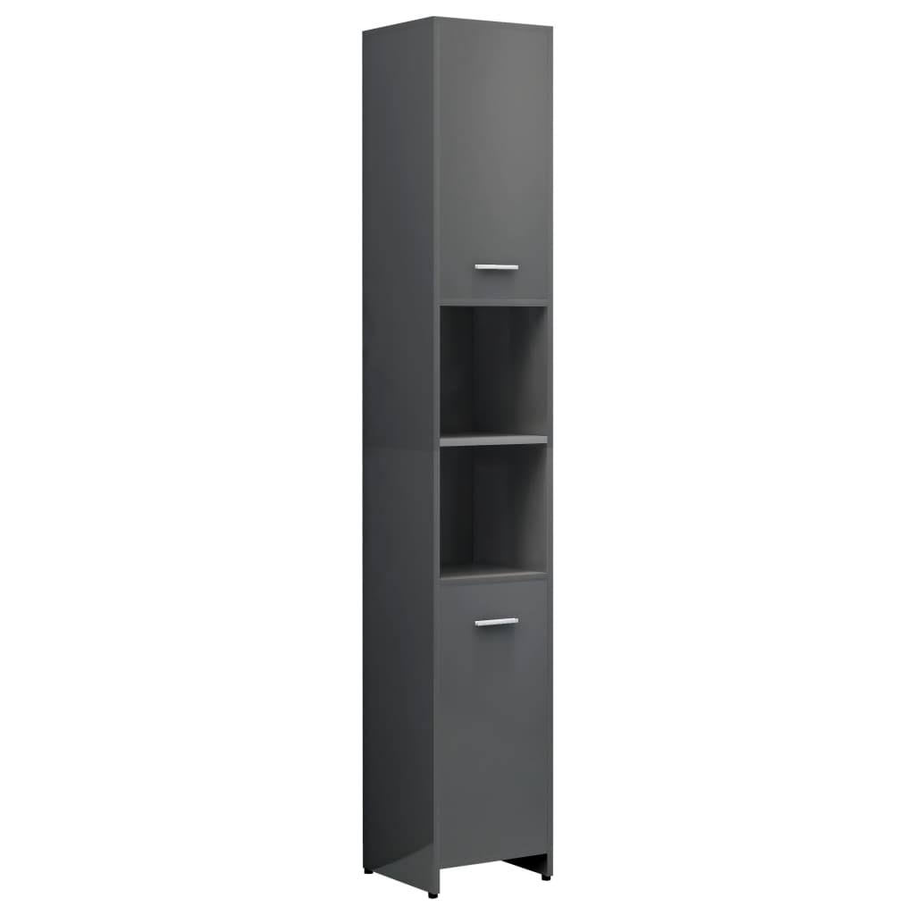 Bathroom Cabinet High Gloss Gray Chipboard B88782
