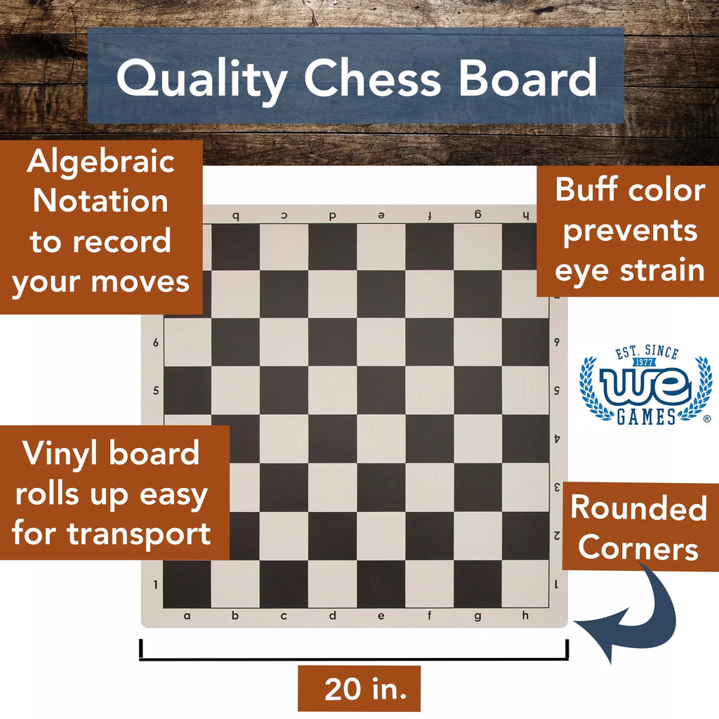 Tournament Chess Set - 20 in. Vinyl Board, Staunton pcs H567691