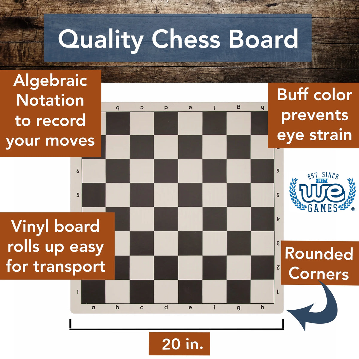 Tournament Chess Set - 20 in. Vinyl Board, Staunton pcs H567691