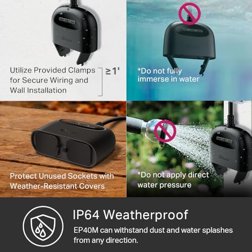 Outdoor Smart Plug with 2 Sockets, Black W96619