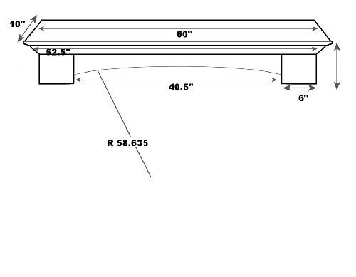 Unfinished Mantel Shelf 60x22 W1492