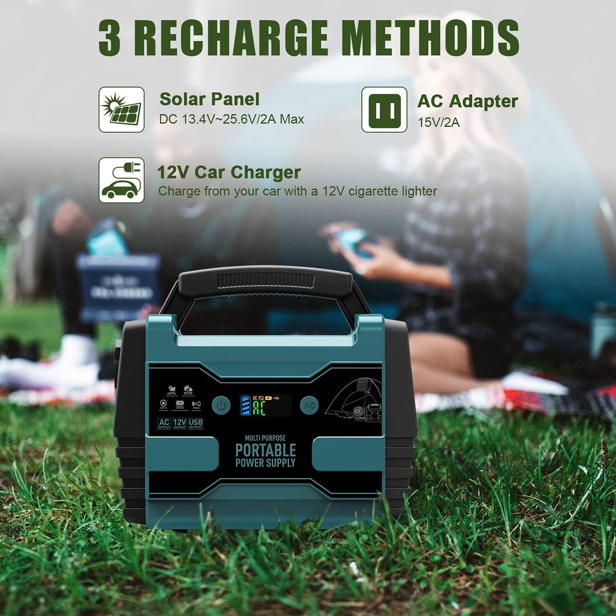 Portable Power Station 42000mAh 155Wh Lithium Battery 2 AC Outlet 2 USB-A LED Flashlights F55273