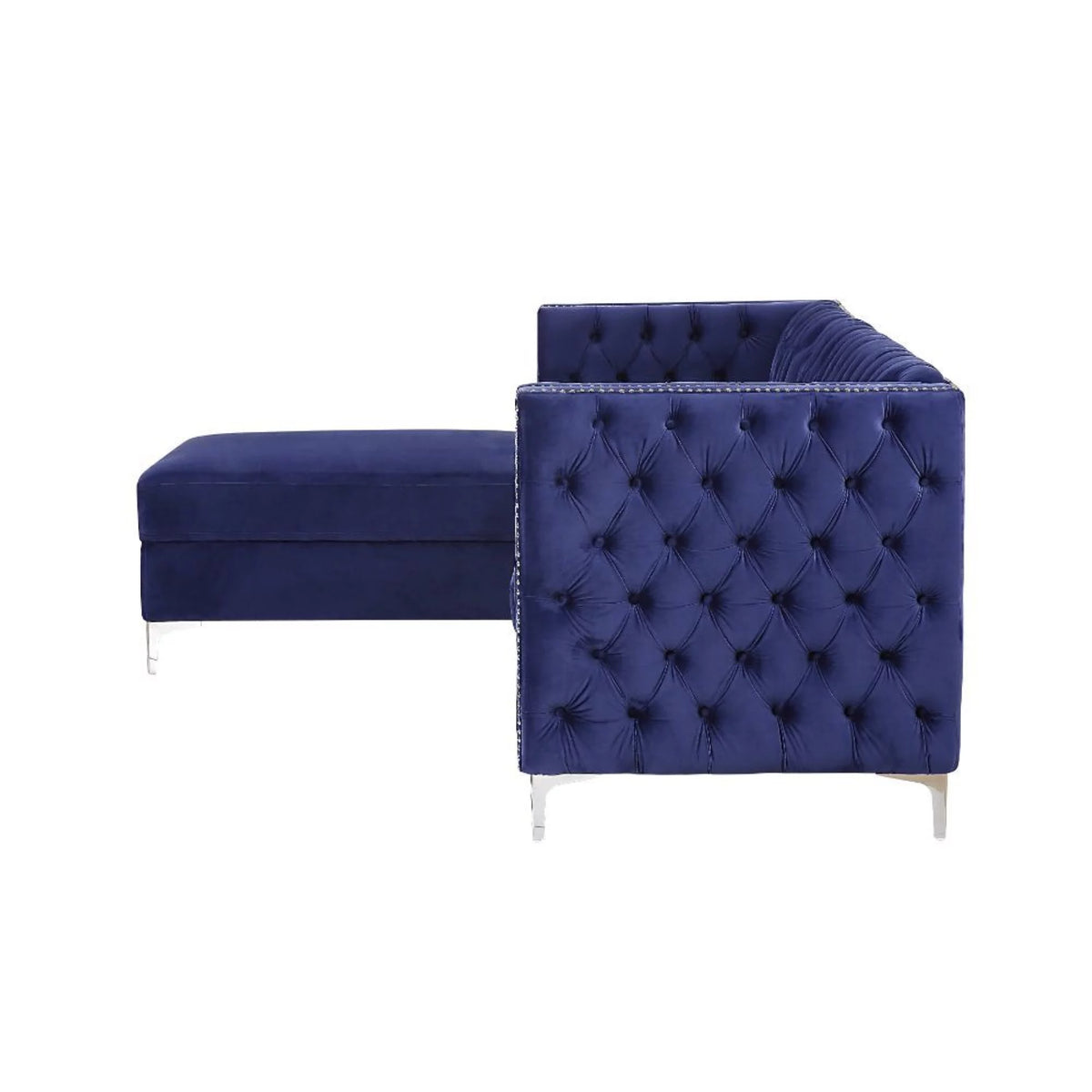 Navy Blue Velvet Sectional Sofa J50860