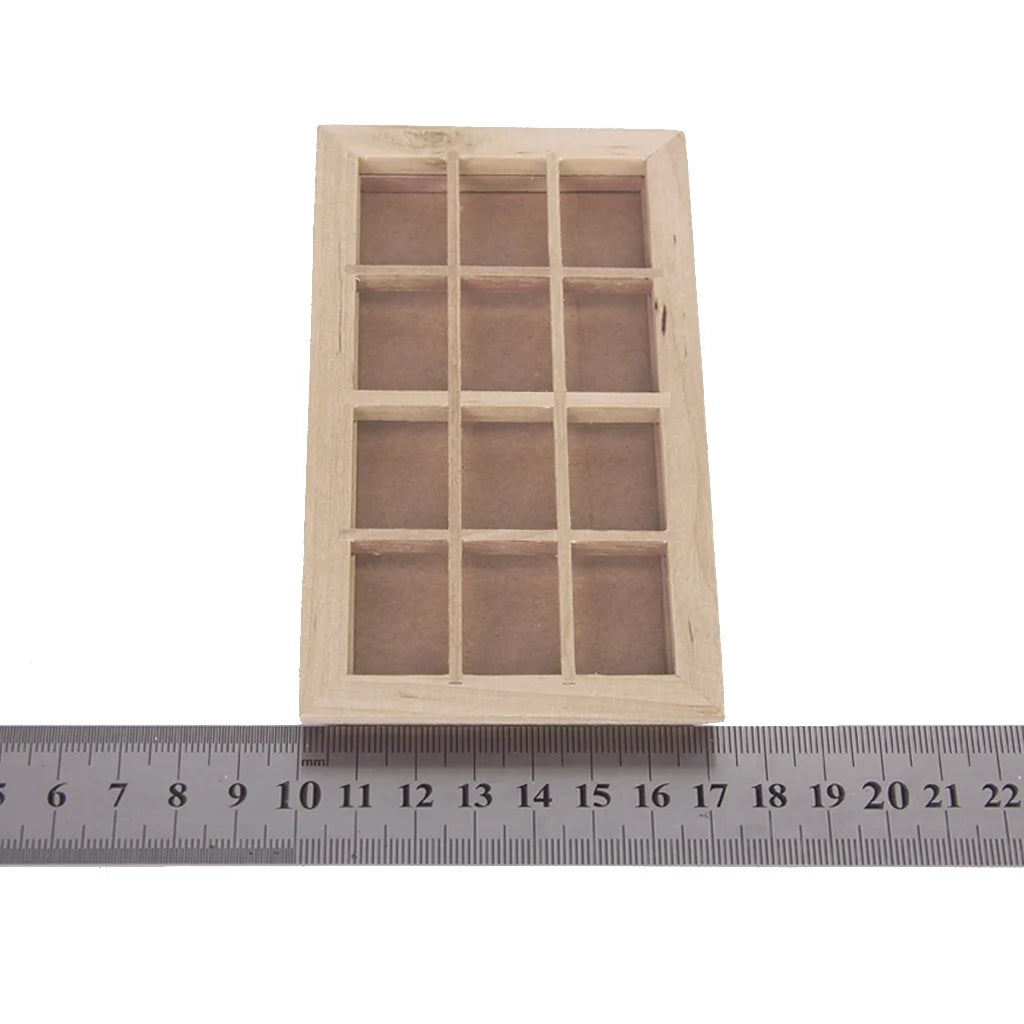 Vintage 12-pane Wooden Dolls House Window N834