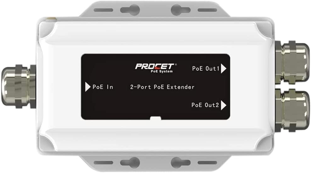 2 Port Outdoor Gigabit PoE Extender Repeater, 45W*2 PoE Output, Aluminium Housing IP67 Waterproof F876155