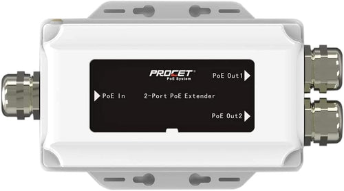 2 Port Outdoor Gigabit PoE Extender Repeater, 45W*2 PoE Output, Aluminium Housing IP67 Waterproof F876155