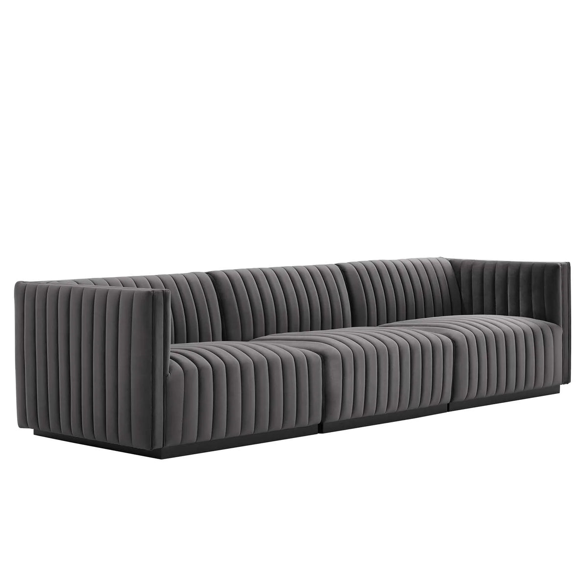 Black Gray Performance Velvet Sofa Q654