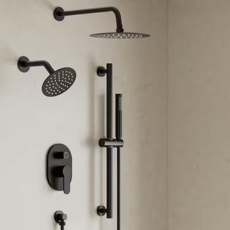 Wall Mounted Dual Shower Head and Handheld Shower Head 2.5 GPM Matte Black Y4198