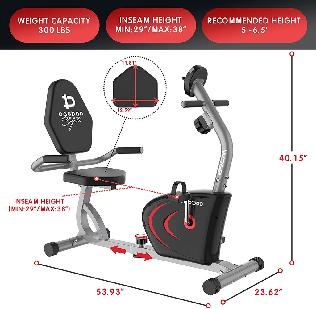 Recumbent Exercise Bike 8 Level Adjustable Magnetic Resistance C97602
