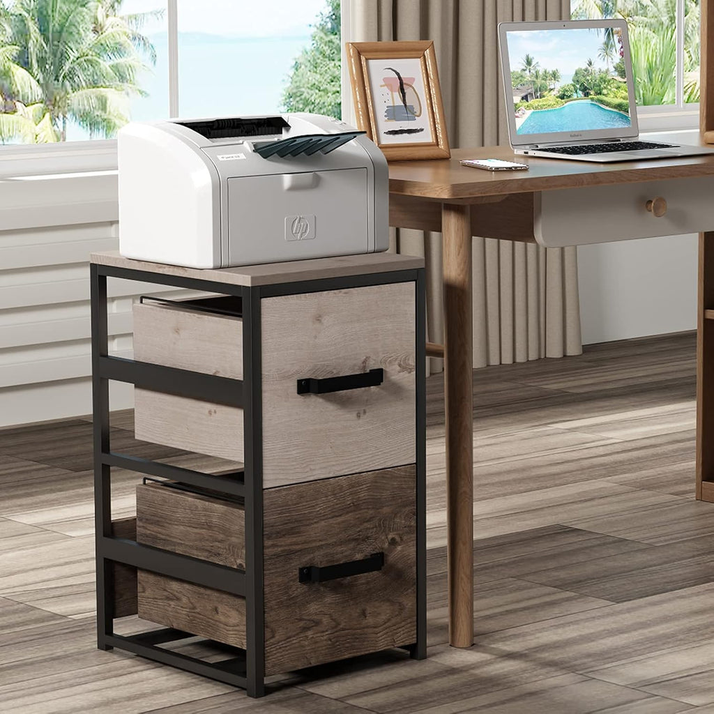 Wood Lateral File Cabinet with 1 Drawer, Printer Stand with Storage Shelves H53641