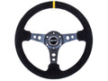 Reinforced Sport Steering Wheel 350mm Deep Black Spoke Suede V9782