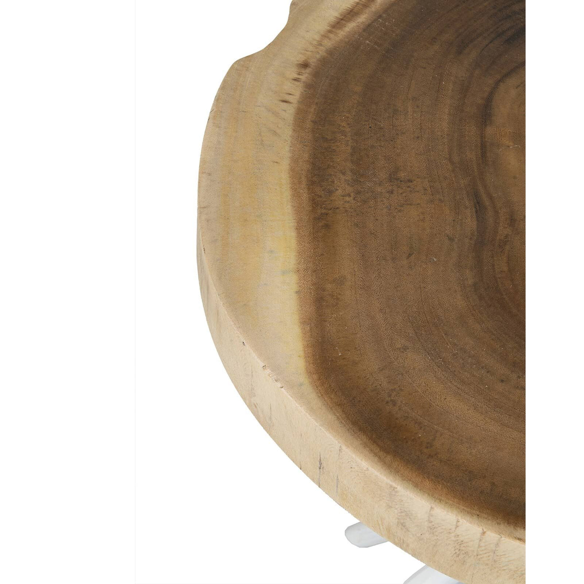 White Teakwood Round Accent Table O5294