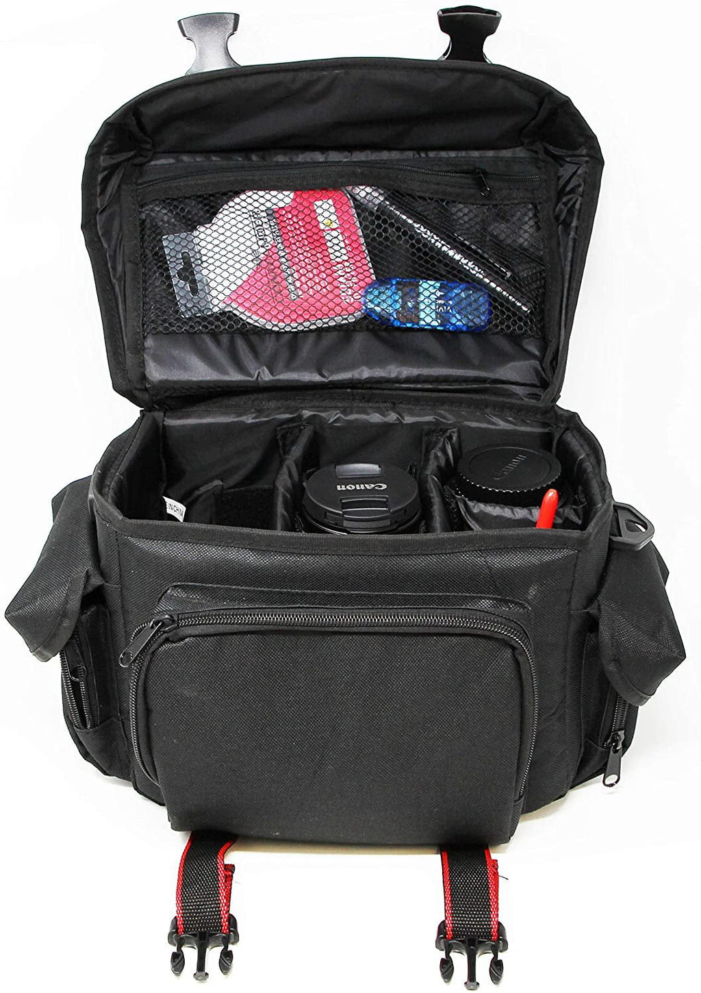 Large Universal DSLR Camera Case Gadget Bag, 11 x 7 x 7 Inches, Black/Red A195