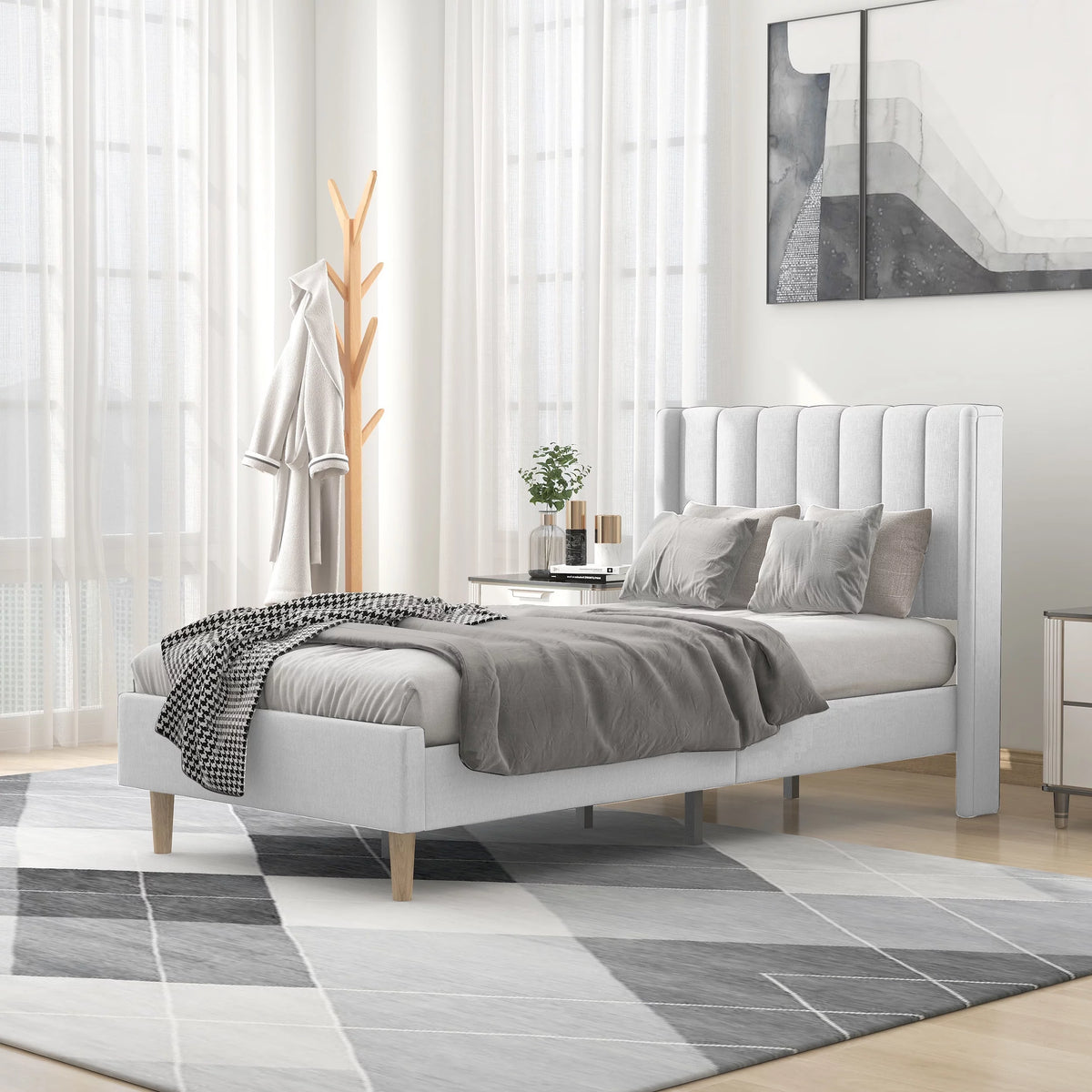 Twin Size Upholstered Platform Bed Frame G602