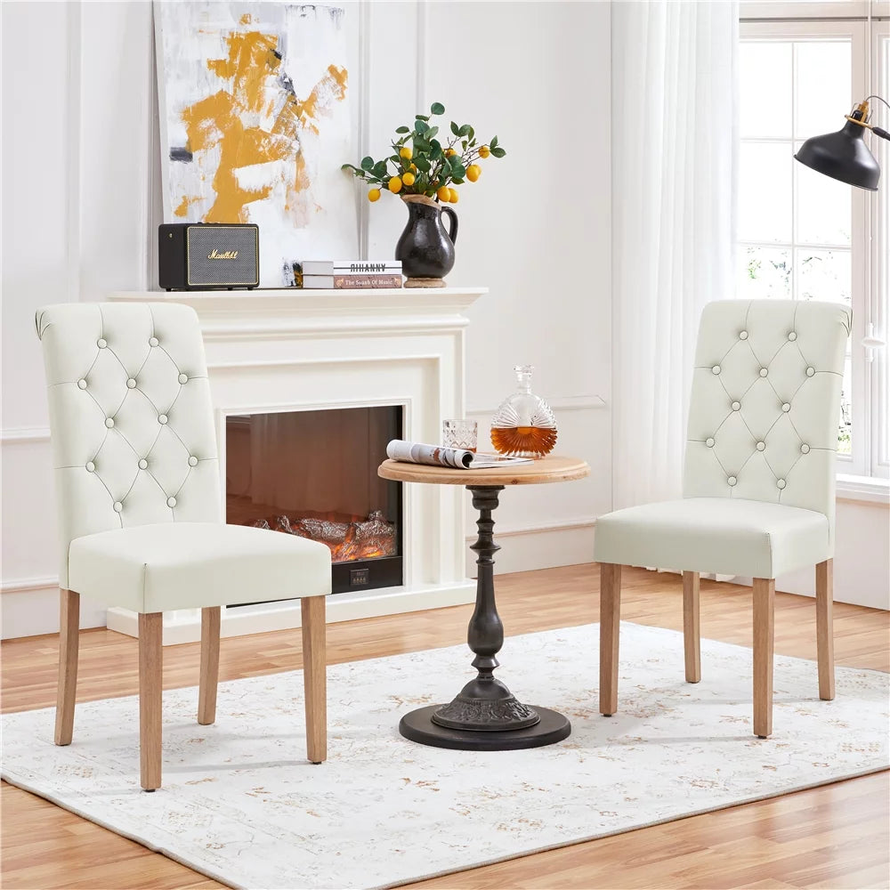 Beige Fabric Upholstered Dining Chair, 2 Piece D148057