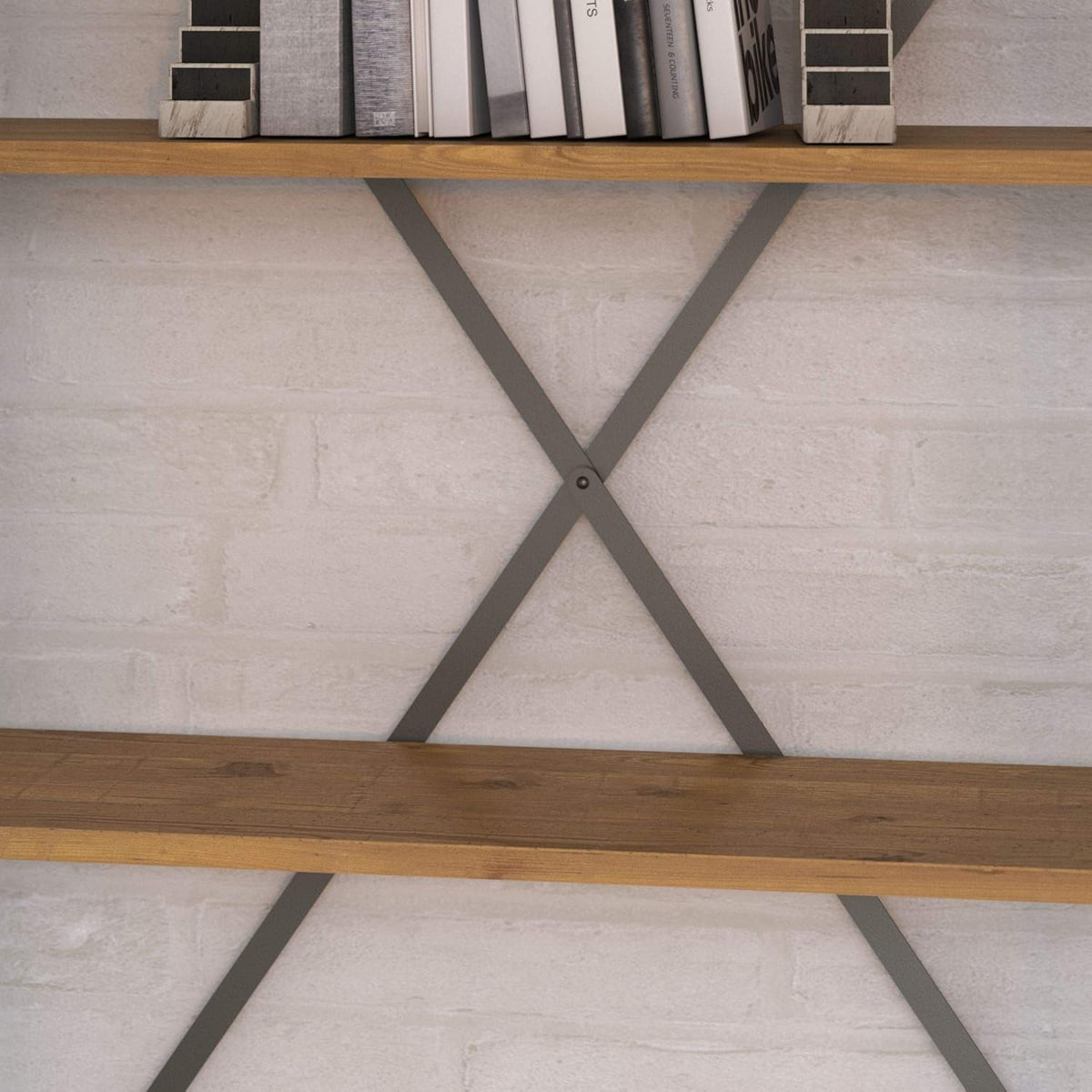 Vintage Golden Pine 5 Shelf Etagere Bookcase D2098