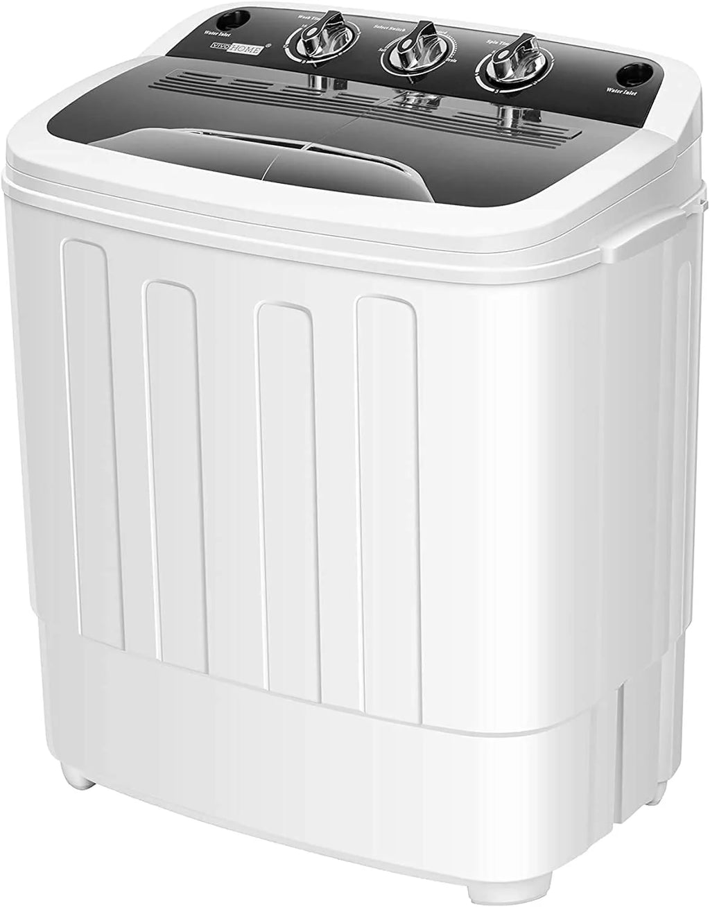 Portable 2 in 1 Twin Tub Mini Laundry Washer and Spin Dryer Combo 13.5lbs Black & White D88673
