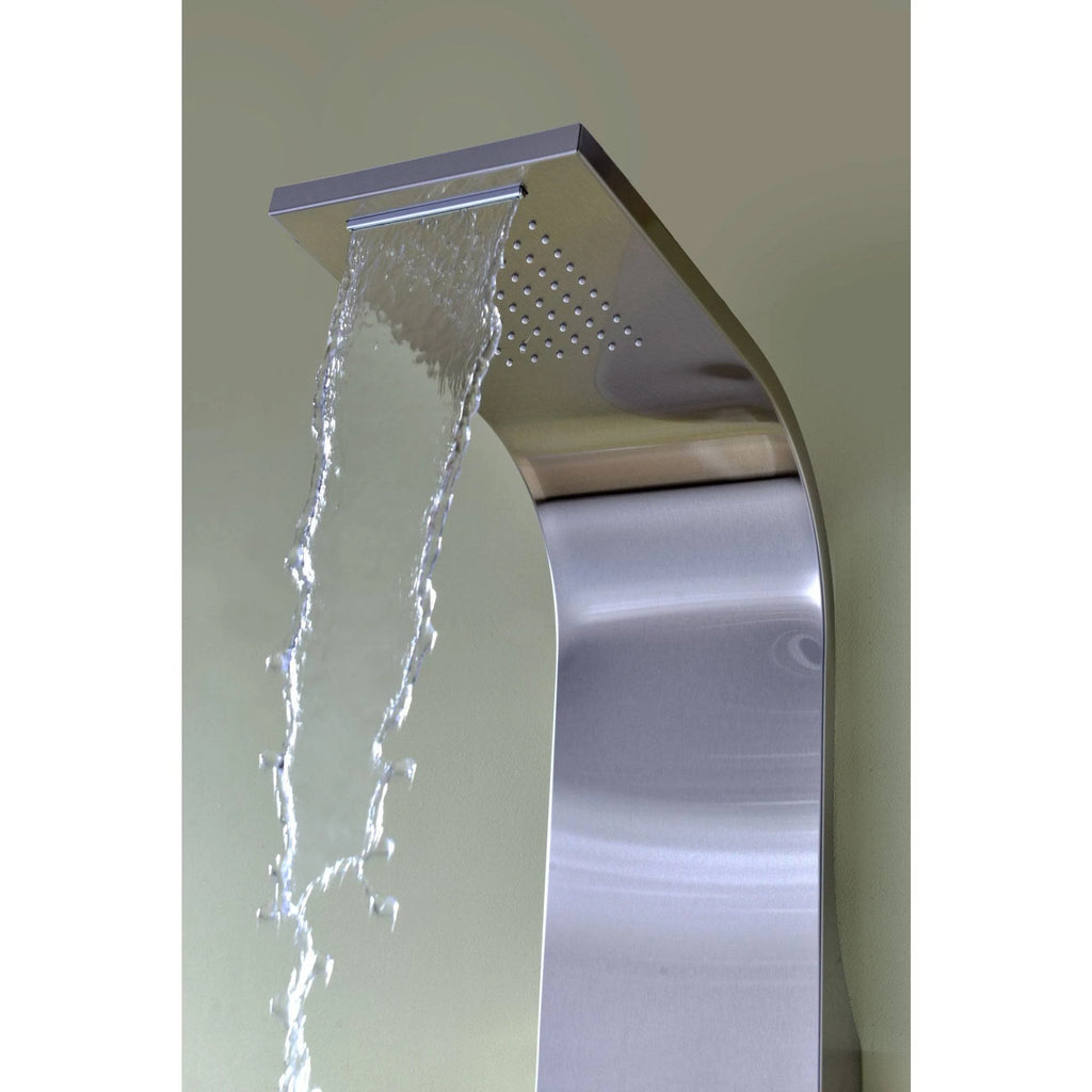 Brushed Steel 2-Jetted Shower Panel with Heavy Rain Shower and Spray Wand P393512
