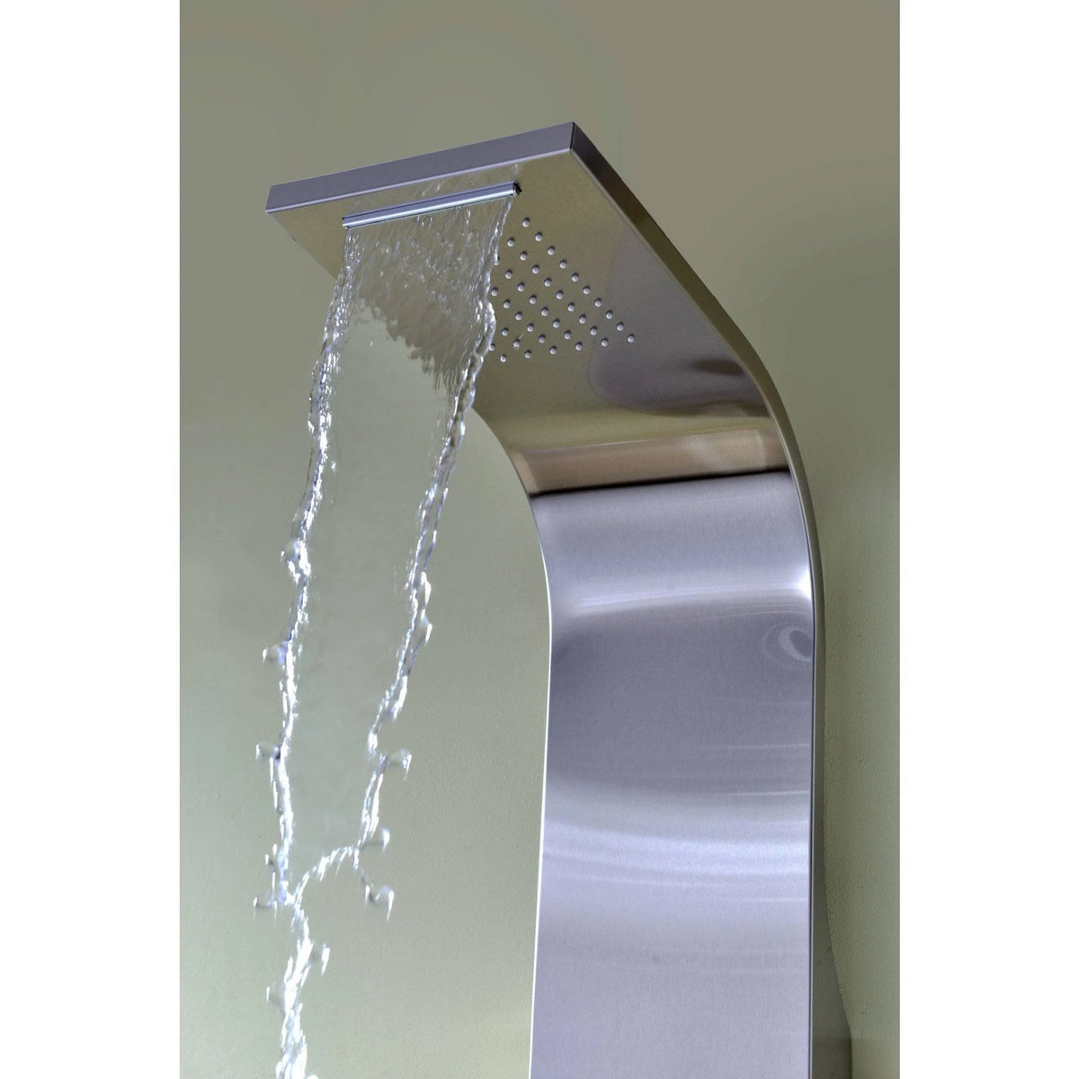 Brushed Steel 2-Jetted Shower Panel with Heavy Rain Shower and Spray Wand P393512