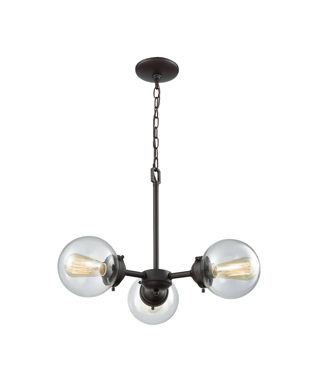 3 Light Chandelier in Oil Rubbed Bronze with Clear Glass X464059