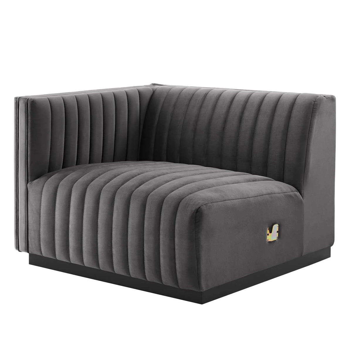 Black Gray Performance Velvet Sofa Q654
