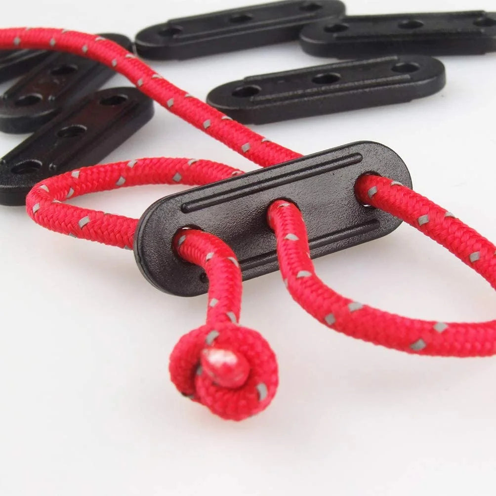 50 Pcs Black Plastic Cord Tensioners Rope Adjuster for Camping U70099