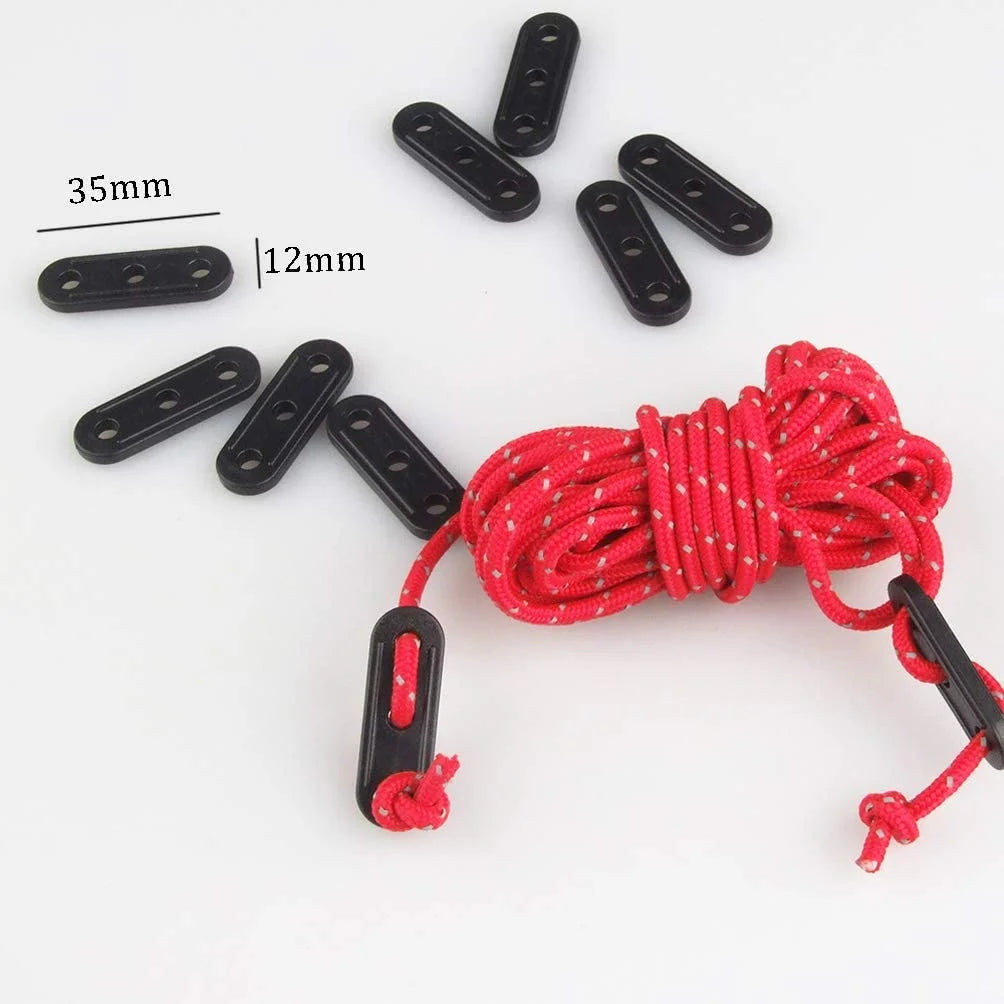 50 Pcs Black Plastic Cord Tensioners Rope Adjuster for Camping U70099