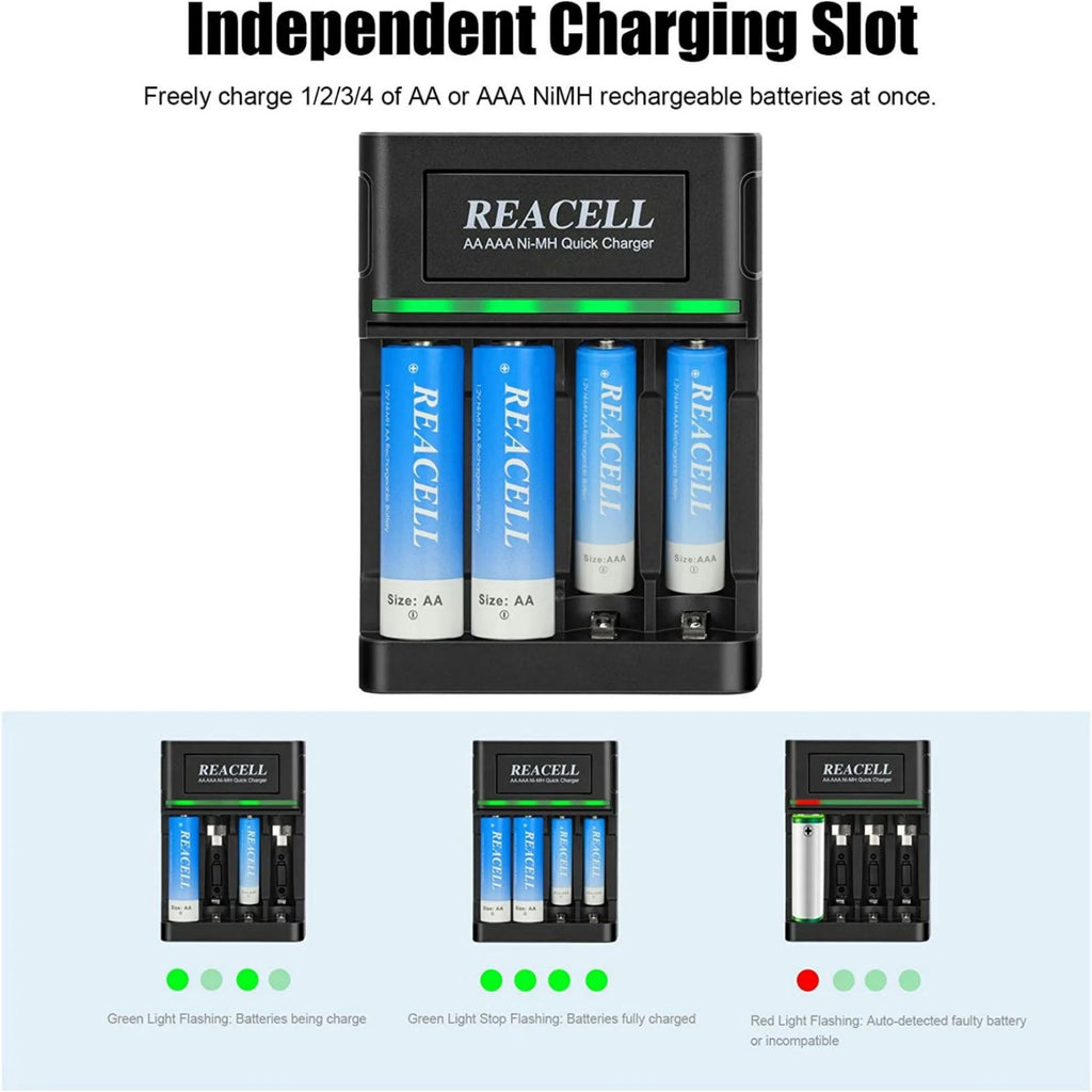 NIMH 12 AA 2800mah & 12 AAA 1100mah Rechargeable Batteries with Charger N668