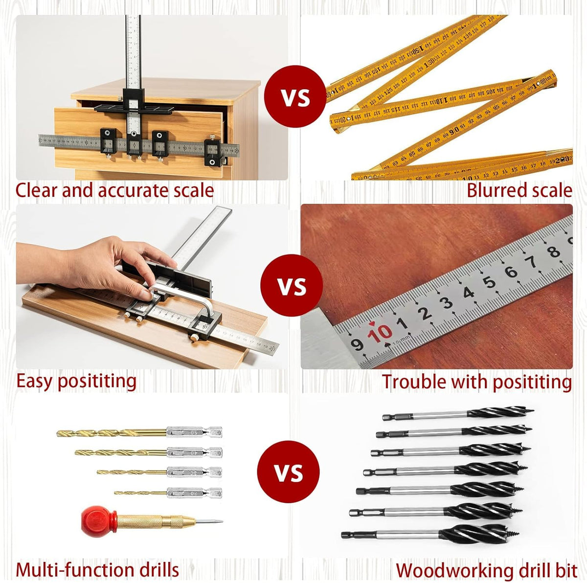 Cabinet Hardware Jig, Aluminum Alloy Handle Template Tool with Automatic Center Punch and 4 Drill Bits L8950