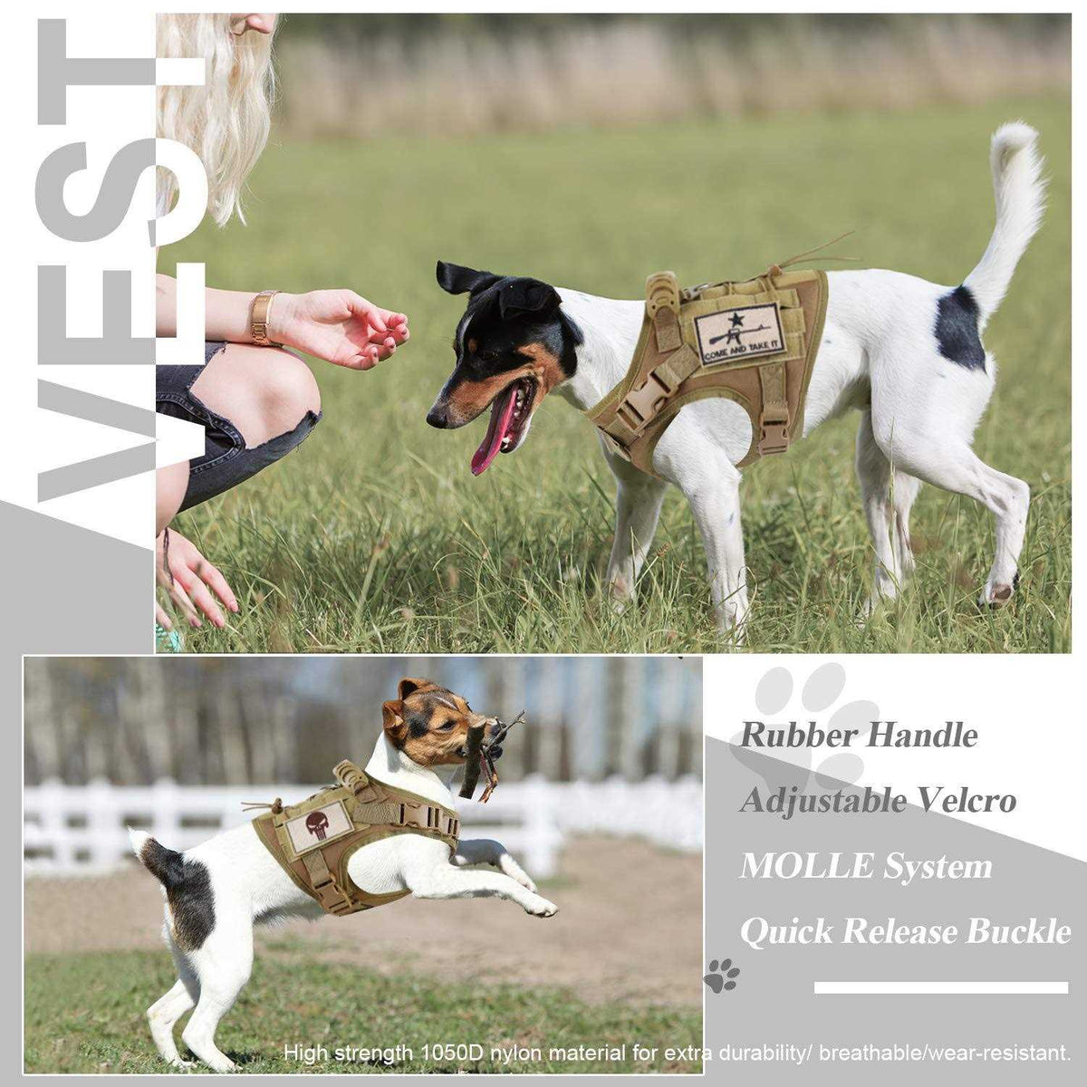 Adjustable Tactical Dog Harness with Rubber Handle D16417
