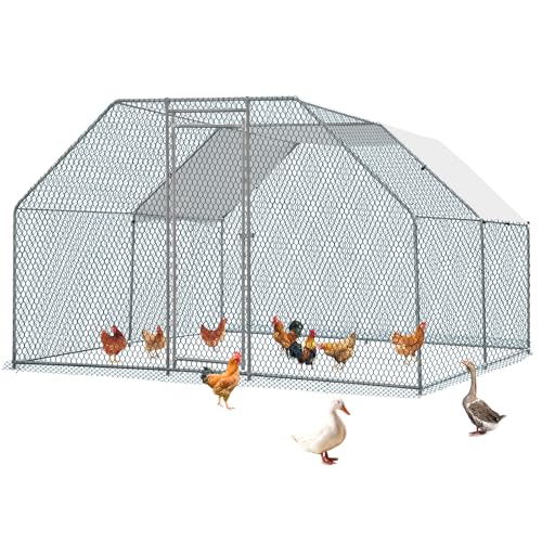 6.5 x 10 FT Metal Chicken Coop with Waterproof Cover A500265