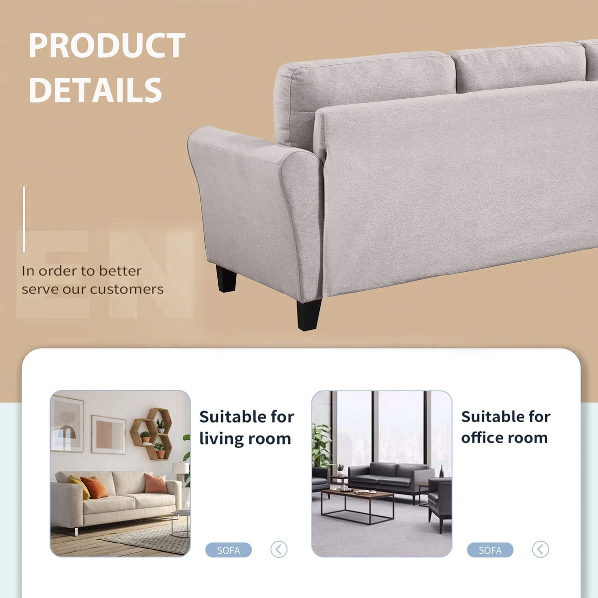 Light Grey Linen 2+3-Seat Sofa Set O953