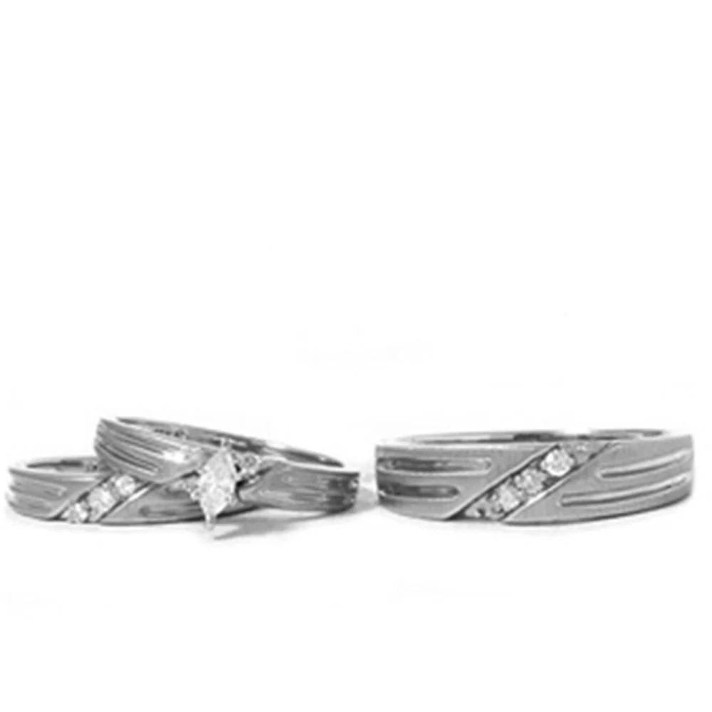 14K Gold Engagement Wedding Ring Bridal Set Trio L8676